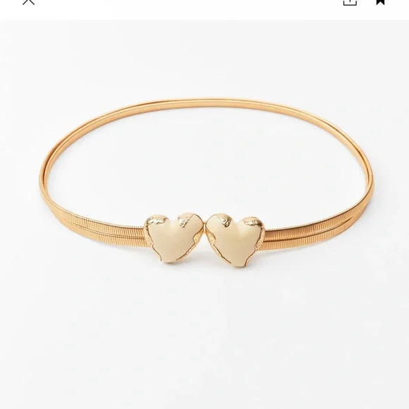 Zara hearts stretch belt Gold NWT HUMAN MADE Heart Leather Belt | GOLD | SVD USA main image 4